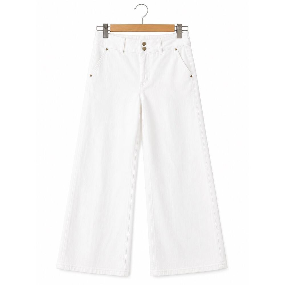 J.Crew Slim-Wide Leg High Rise White Denim Jeans Coastal Minimalist NWT  31 - Picture 4 of 13